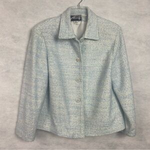 Vintage Sag Harbor Jacket Blazer 16P Preppy Blue White Retro Textured Tweed